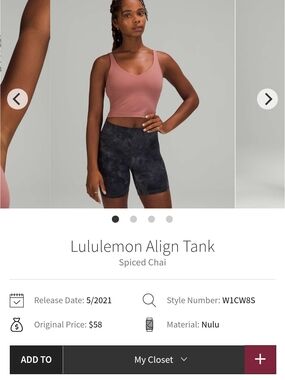lululemon athletica Align Tank in Spiced Chai (Dusky Rose)